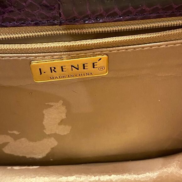 Vintage J.Renee Purple Genuine Snakeskin Handbag with Gold Chain Strap - Picture 4 of 4